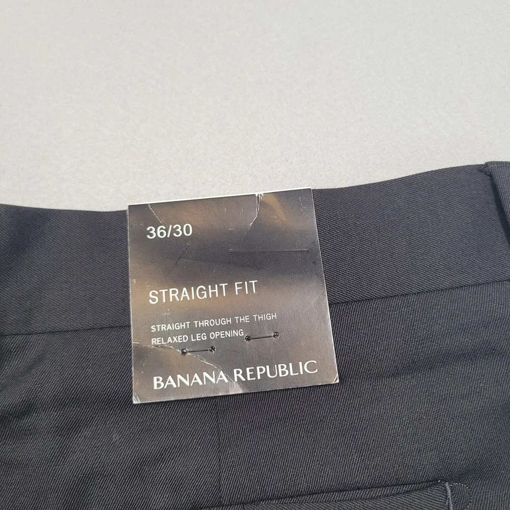 Banana Republic Mens 36x30 Straight Fit 100% Wool Dress Pants Black RN 54023